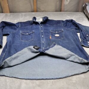 Rasco FR Work Shirt Mens 3XL Blue Denim Flame Resistant Pearl Snap Western Work